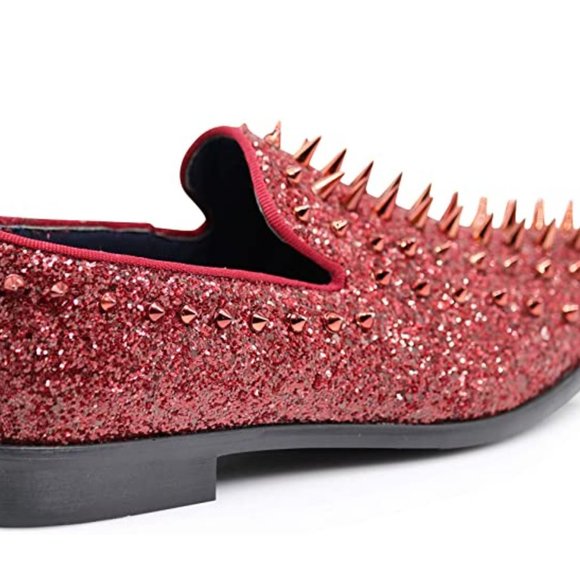 Men's Vintage Spike Dress Loafers Slip On Fashion Shoes Classic Tuxedo Dress Sho - Picture 4 of 6